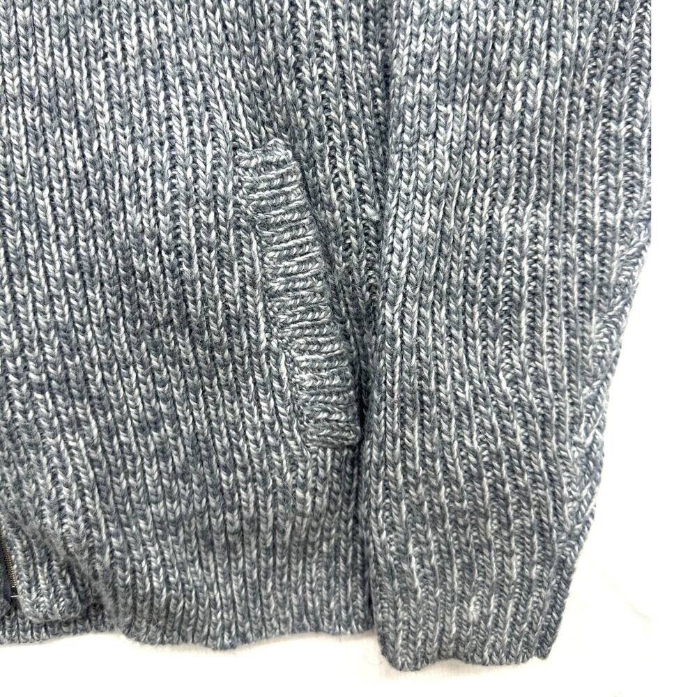 1901 Chunky Ribbed Full Zip Cardigan Sweater Men 2XL Gray Mohair Wool Blend - Picture 3 of 5